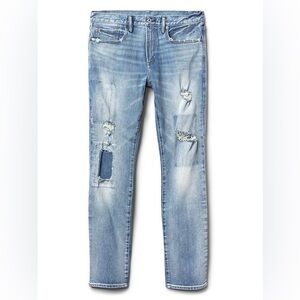 GAP Women's Cone Denim Light Blue Distressed Everyday Skinny Jeans Size 32X32